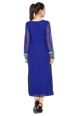 Blue embroidered georgette kurta &-sets 4