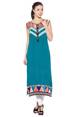 Green embroidered cotton kurta &-sets 1