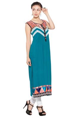 Green embroidered cotton kurta &-sets 3