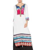 White embroidered cotton kurta &-sets