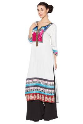 White embroidered cotton kurta &-sets 2