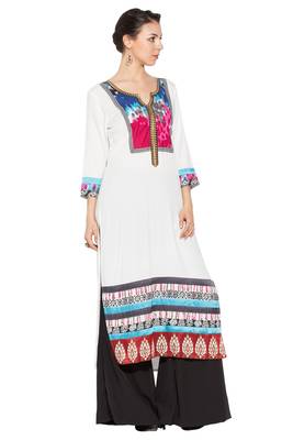 White embroidered cotton kurta &-sets 3