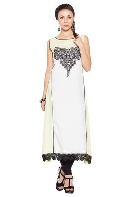 White embroidered cotton kurta &-sets 1