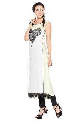 White embroidered cotton kurta &-sets 2