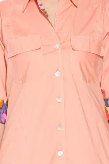 Peach plain cotton kurta &-sets