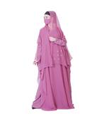 Pretty Pink Abaya Like Dress With Handwork Embellishments And A Matching Hijab