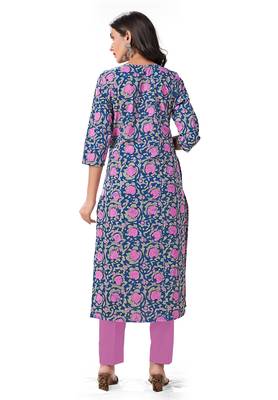 Blue printed cotton cotton-kurtis 2