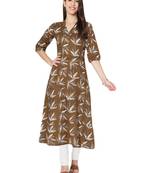 Brown printed cotton cotton-kurtis
