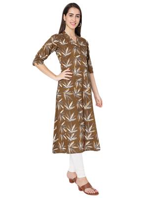 Brown printed cotton cotton-kurtis 4