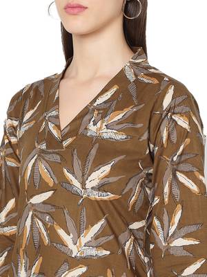 Brown printed cotton cotton-kurtis 5