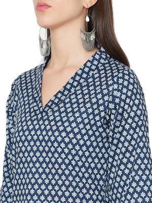 Blue printed cotton cotton-kurtis 5
