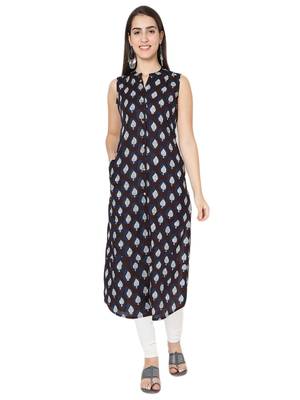 Black printed cotton cotton-kurtis 1