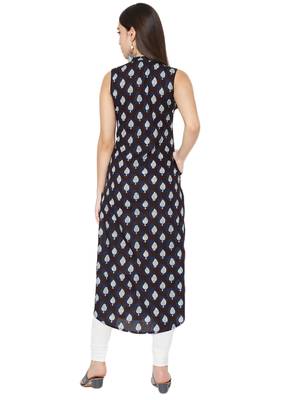Black printed cotton cotton-kurtis 2