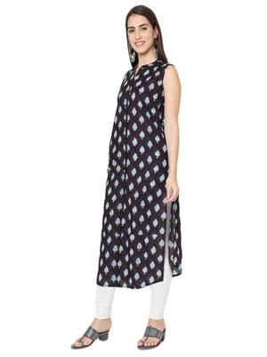 Black printed cotton cotton-kurtis 3
