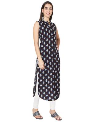 Black printed cotton cotton-kurtis 4