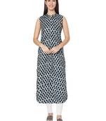 Blue printed cotton cotton-kurtis