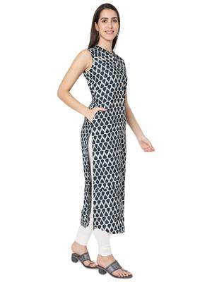 Blue printed cotton cotton-kurtis 4