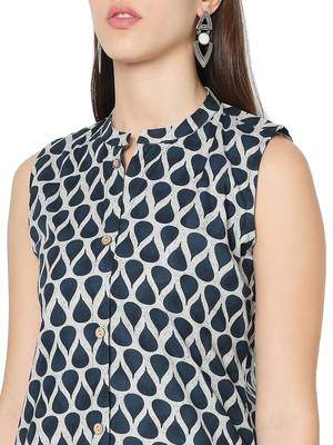 Blue printed cotton cotton-kurtis 5