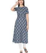 Blue printed cotton cotton-kurtis