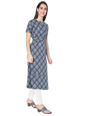 Blue printed cotton cotton-kurtis 4