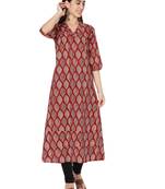 Red printed cotton cotton-kurtis