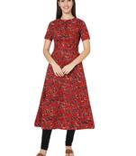 Red printed cotton cotton-kurtis