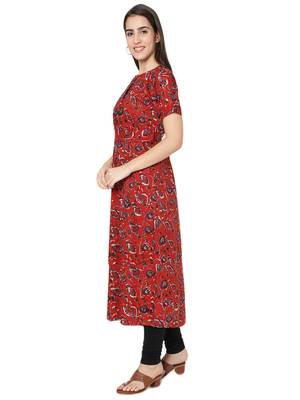 Red printed cotton cotton-kurtis 3