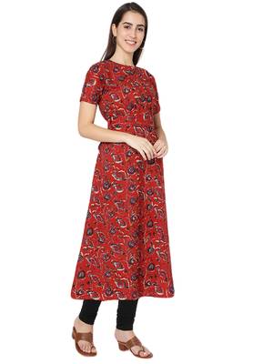 Red printed cotton cotton-kurtis 4