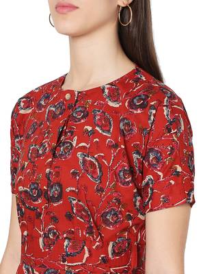 Red printed cotton cotton-kurtis 5