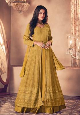 Yellow sequins georgette salwar 1