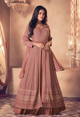 Salmon sequins georgette salwar 1