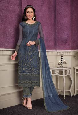Light-blue diamond work net salwar 1