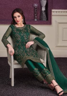 Green embroidered net salwar 2
