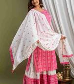 Pink printed rayon kurtas-and-kurtis