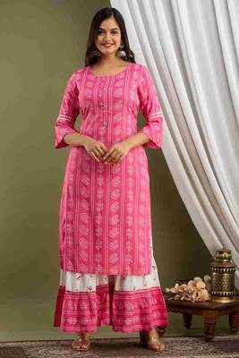 Pink printed rayon kurtas-and-kurtis 3
