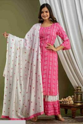 Pink printed rayon kurtas-and-kurtis 4