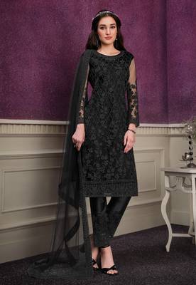 Black embroidered net salwar 1
