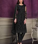 Black embroidered net salwar