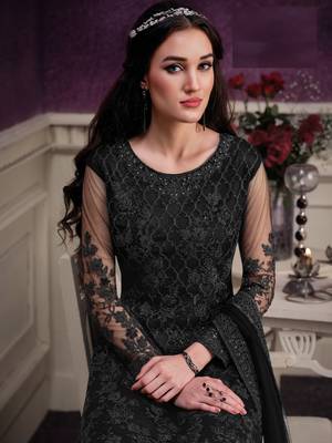 Black embroidered net salwar 2