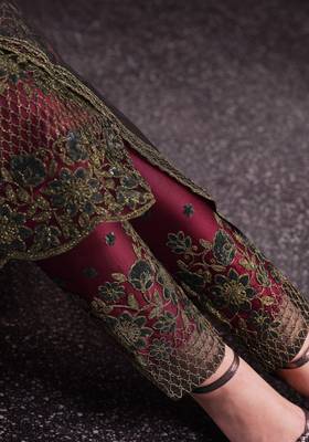 Maroon embroidered net salwar 4