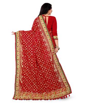 Embroidered Bandhani Georgette Saree with blouse 3