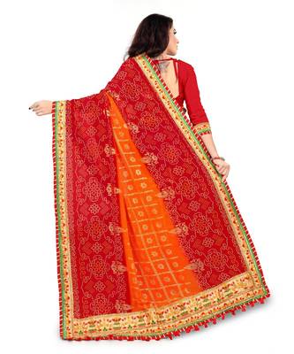 Embroidered Bandhani Georgette Saree with blouse 3
