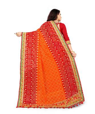 Embroidered Bandhani Georgette Saree with blouse 3