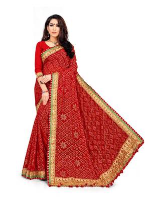 Embroidered Bandhani Georgette Saree with blouse 1