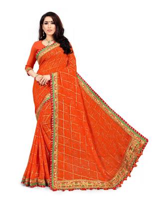 Embroidered Bandhani Georgette Saree with blouse 1