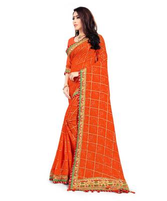 Embroidered Bandhani Georgette Saree with blouse 2