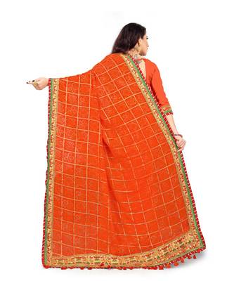 Embroidered Bandhani Georgette Saree with blouse 3