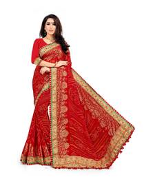 Embroidered Bandhani Georgette Saree with blouse