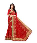 Embroidered Bandhani Georgette Saree with blouse