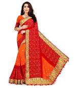 Embroidered Bandhani Georgette Saree with blouse
